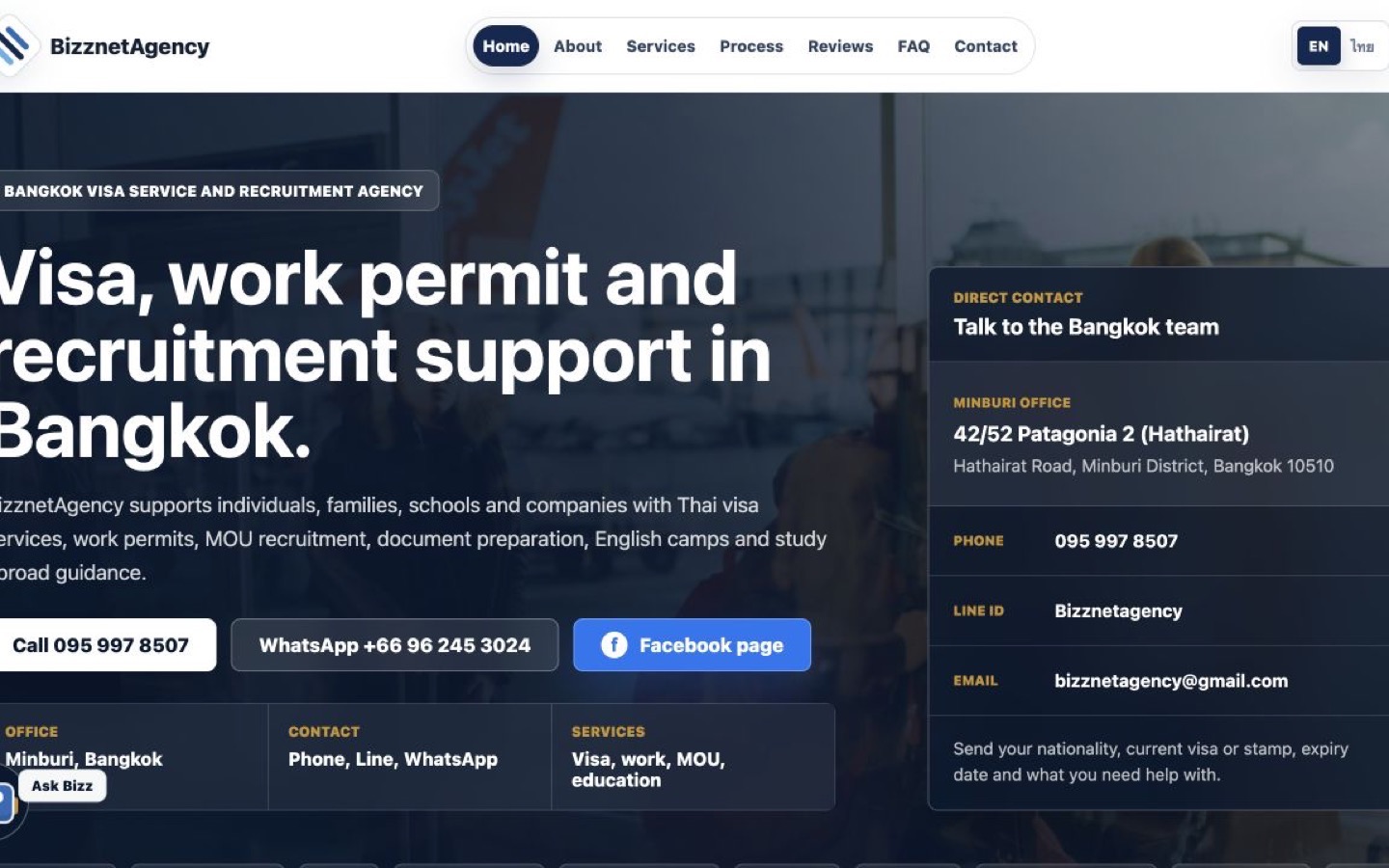 BizznetAgency visa and recruitment website homepage