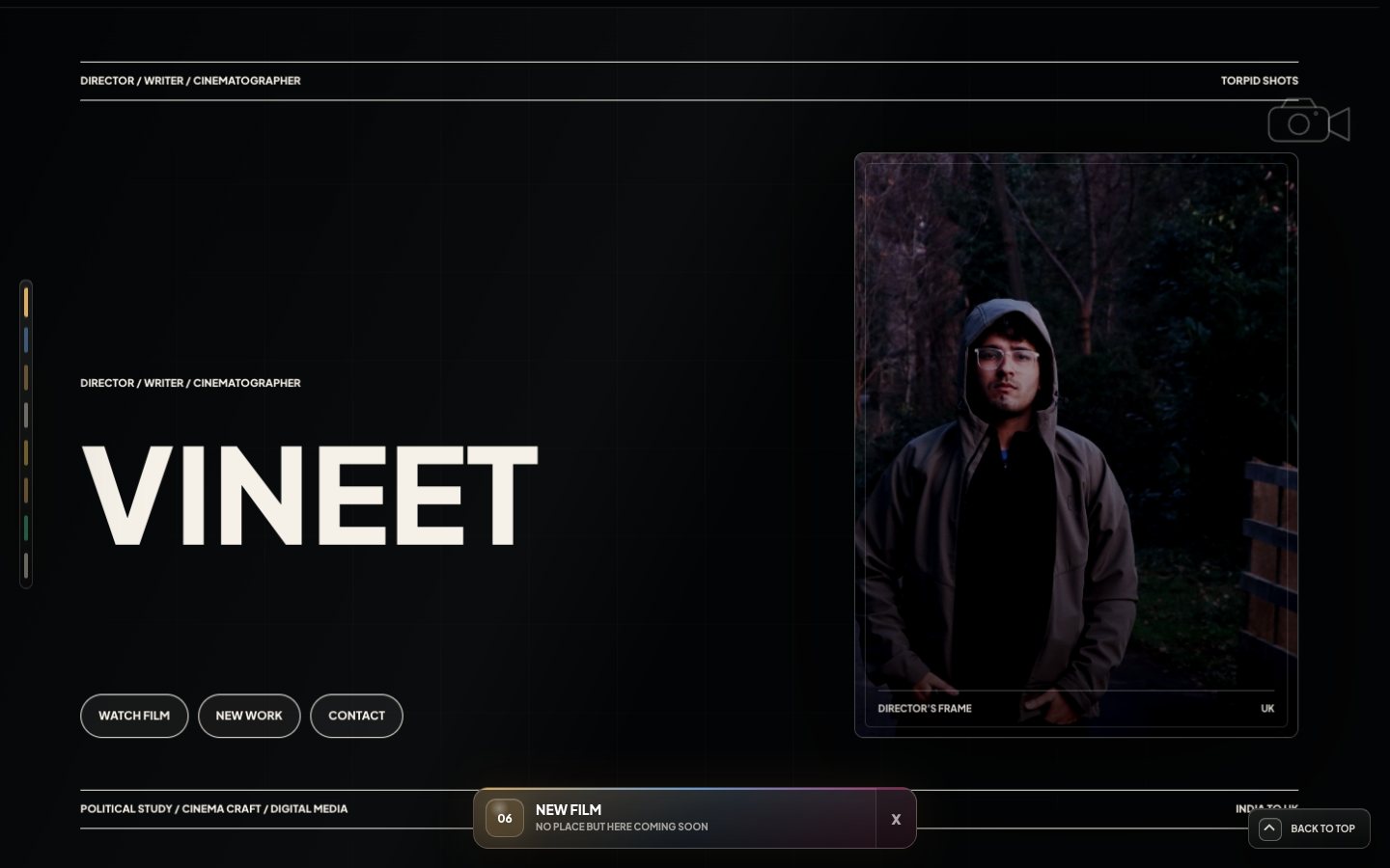 Vineet Shukla filmmaker portfolio homepage